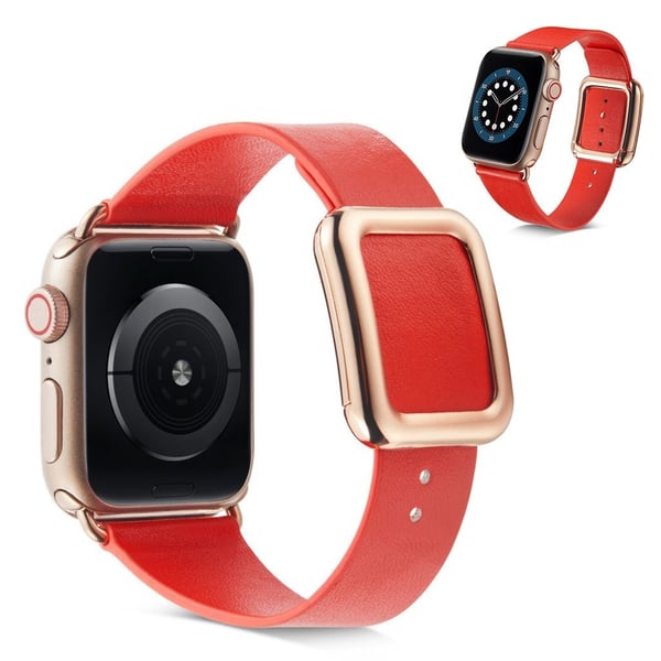 Apple Watch 40 mm klokkerem i mikrofiberskinn + spenne i rustfritt stål - Rød