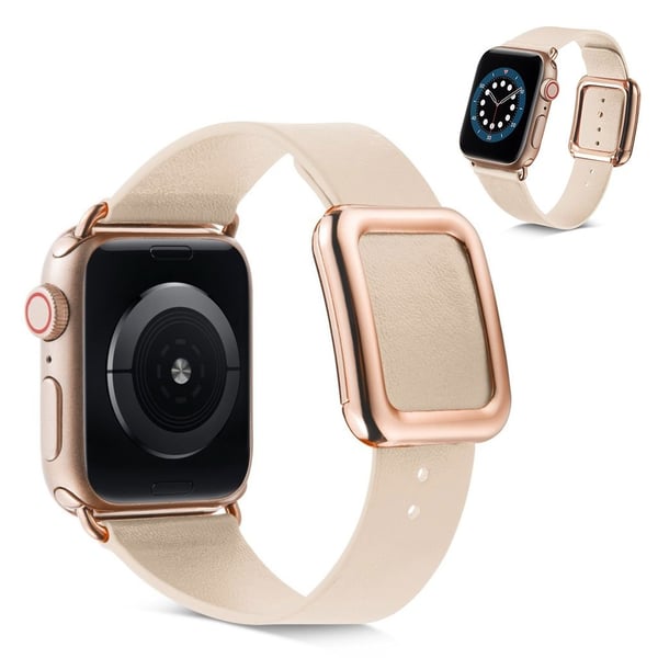 Apple Watch 40 mm klokkerem i mikrofiberskinn + spenne i rustfritt stål - Beige