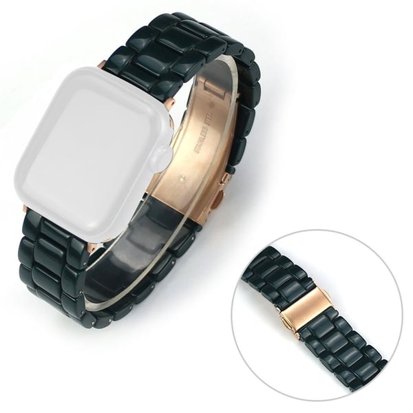 Apple Watch 42 mm - 44 mm harpiksarmbånd i flere farger - Svartgrønn