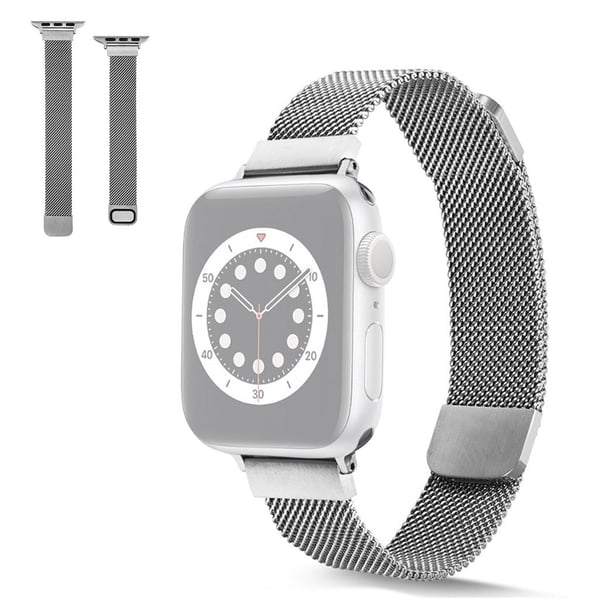 Apple Watch 42mm - 44mm rustfrit stål med urrem med magnetisk lås - Sølv