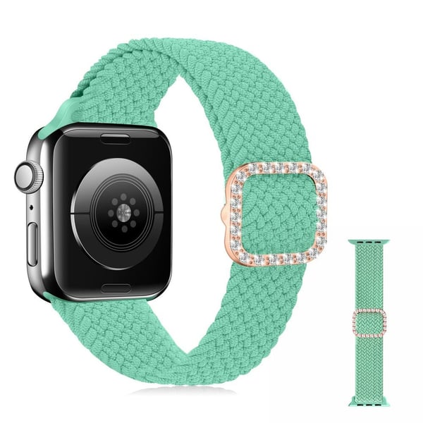 Apple Watch 42mm - 44mm nylonklokkerem med strassspenne - Gressgrønn