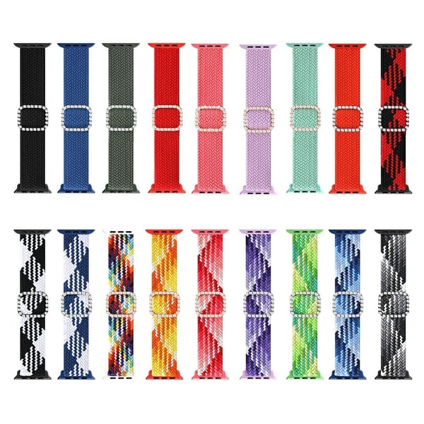 Apple Watch 42mm - 44mm nylonklokkerem med strassspenne - Svart Farge
