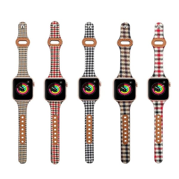 Apple Watch 40 mm klokkerem i skinn med liner-design - Svart Hvitt Svalebelte