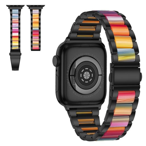 Apple Watch 40 mm elegant klokkerem med tre perler + rustfritt stål - Svart / Flerfarget