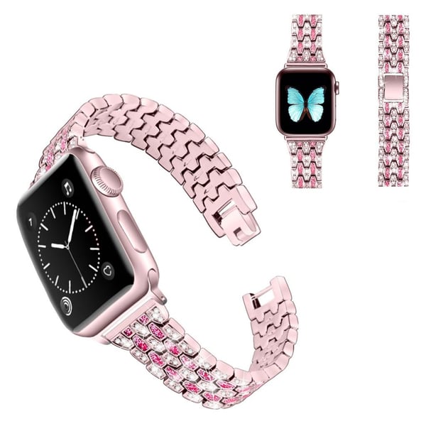 Apple Watch Serie 6 / 5 44 mm urrem med rhinestone dekor - Rosa / Rose