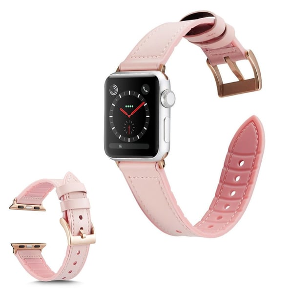 Apple Watch Series 6 / 5 40 mm silikon + lærbelagt klokkerem - Lyserosa