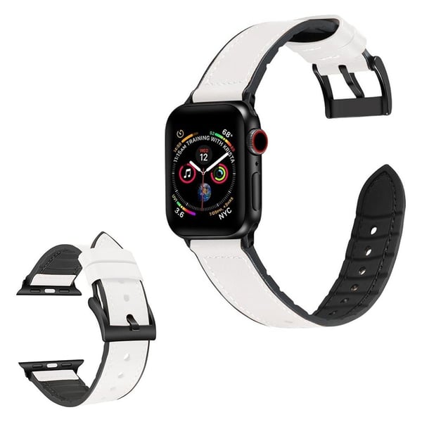 Apple Watch Series 6 / 5 44 mm mønsterarmbånd i skinn - Hvit