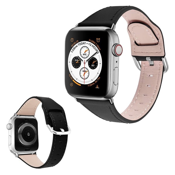 Urarmbånd i ekte skinn til Apple Watch Series 6 / 5 40 mm - Svart