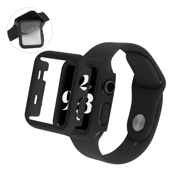 Apple Watch Series 6 / 5 44mm deksel med herdet glass + klokkerem - Svart