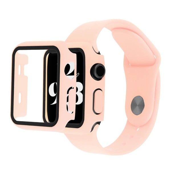 Apple Watch Series 6 / 5 40 mm deksel med herdet glass + klokkebånd - Lyserosa