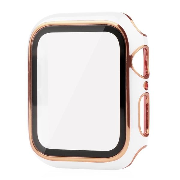 Apple Watch SE 2022 (40 mm) tofarget galvaniseringsdeksel med herdet glass - Hvit / Gull Apple Watch SE 2022 (40 mm) tofarget galvaniseringsdeksel med herdet glass - Hvit / Gull