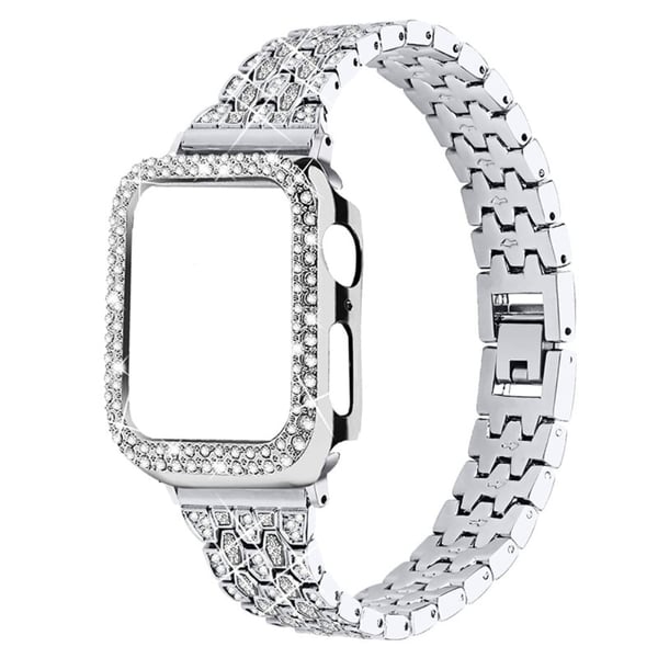 Apple Watch (41 mm) klokkerem med fem perler og skinnende rhinestone - Sølv / Gjennomsiktig / Sølv