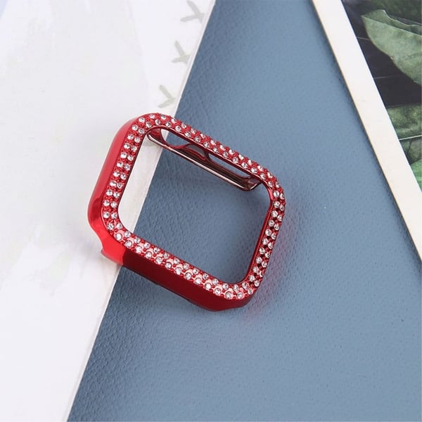Apple Watch (41 mm) beskyttelsesdeksel med rhinestone-dekor - Rød
