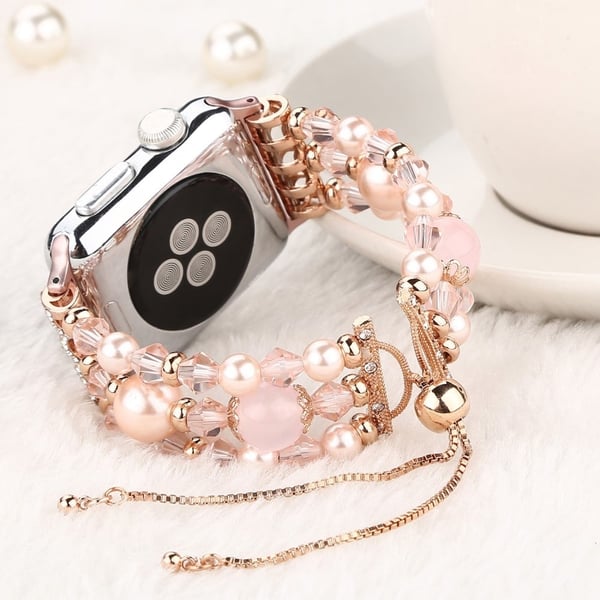 Apple Watch (41 mm) stilig agatperleklokkerem - Agat / Rosa