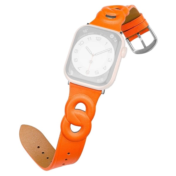 Urrem i ekte skinn med dobbel ring for Apple Watch (41 mm) - Oransje