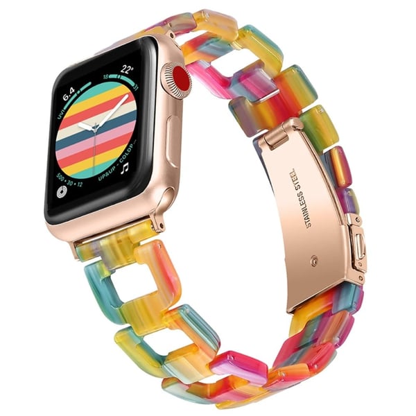 Apple Watch (41mm) elegant urrem i resin - Regnbue