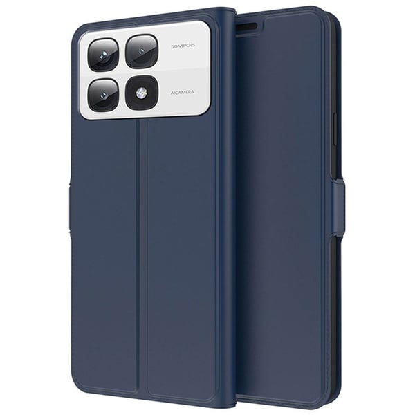 Glatt og tynt premium PU-skinnetui for Xiaomi 14T Pro - Blå