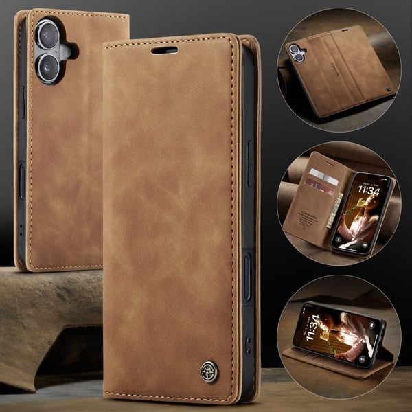 CaseMe iPhone 16 Plus vintage etui - Brun