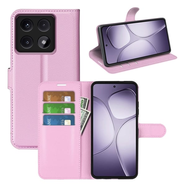 Klassisk Xiaomi 14T Pro flip etui - Lyserød
