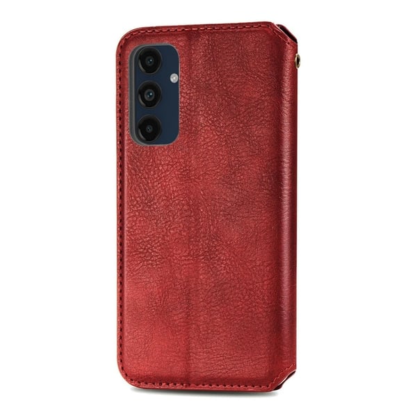 Skinn-etui med stilfult rombeavtrykk for Samsung Galaxy S24 FE - Rød