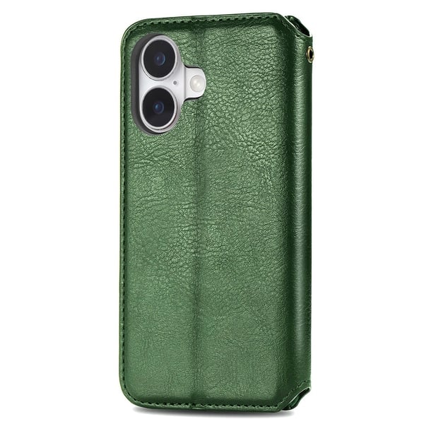 Skinn-etui med stilfult rombeavtrykk for iPhone 16 - Grønn