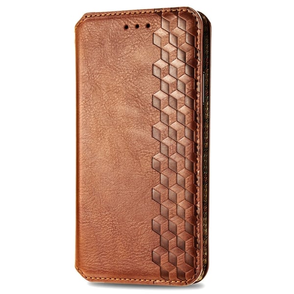 Skinn-etui med stilfult rombeavtrykk for Xiaomi 14T Pro - Brun