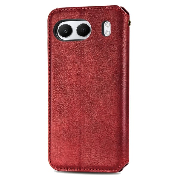 Skinn-etui med stilfult rombeavtrykk for OnePlus Nord 4 - Rød