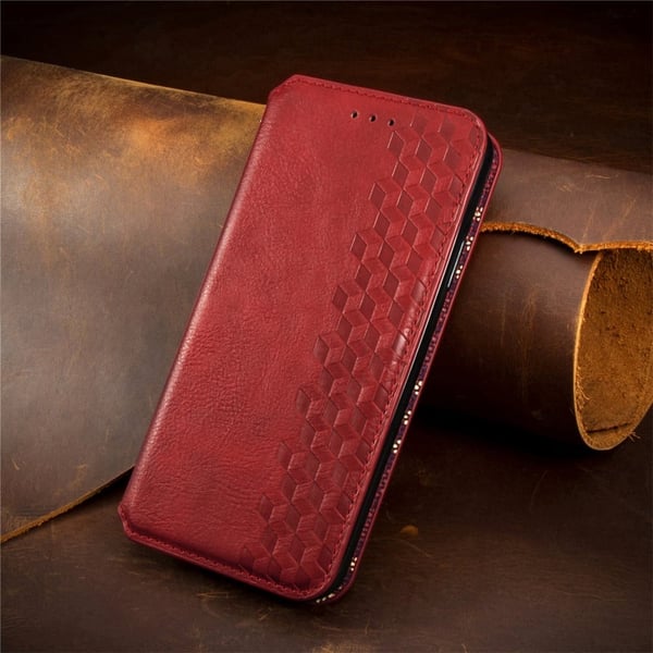 Skinn-etui med stilfult rombeavtrykk for Samsung Galaxy A16 - Rød