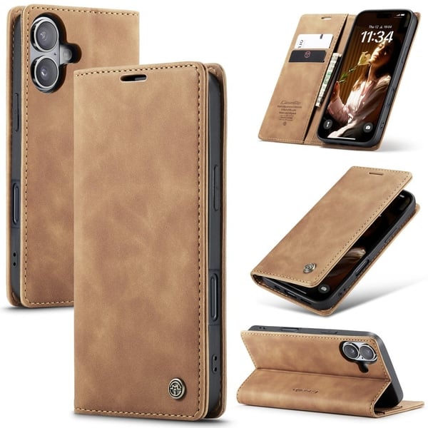 CaseMe iPhone 16 vintage etui - Brun