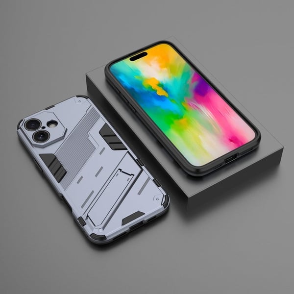 Støtsikkert hybriddeksel med et moderne preg for iPhone 16 - Mørkeblå