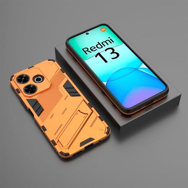 Støtsikkert hybriddeksel med et moderne preg for Xiaomi Redmi 13 - Oransje