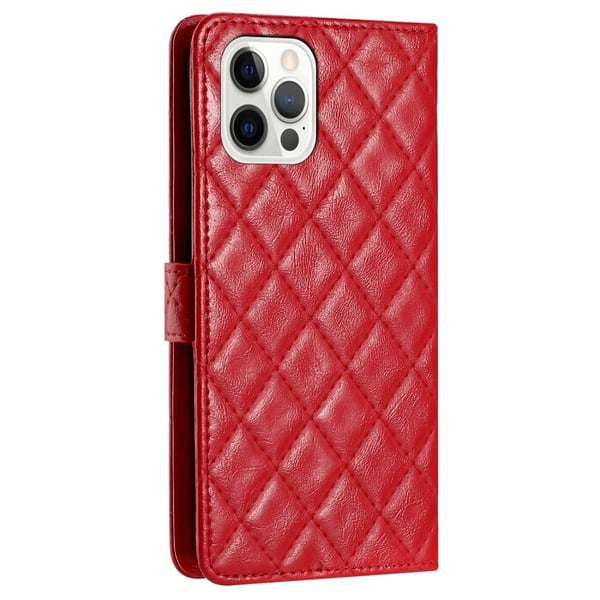 Funktionellt iPhone 16 Pro Max fodral med rombmönster - Röd