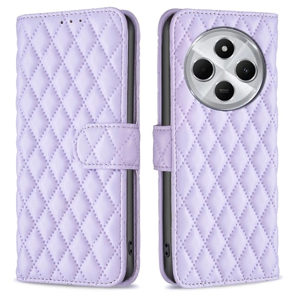 Rombemønster, matt flip-deksel for Xiaomi Redmi 14C - Lilla