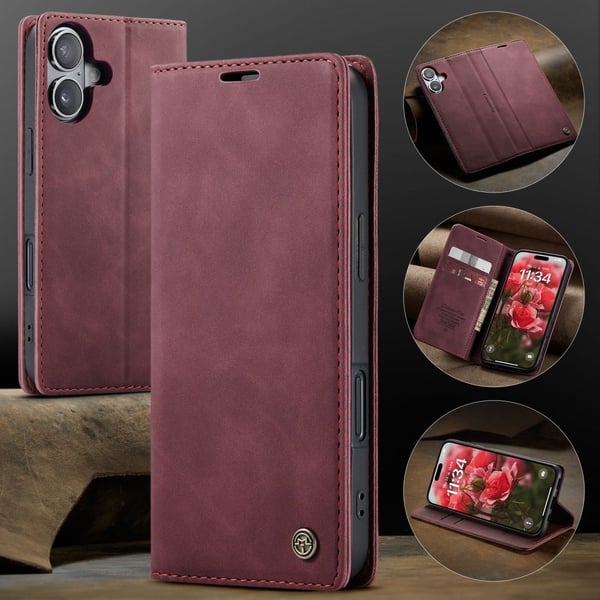 CaseMe iPhone 16 vintage etui - Rød