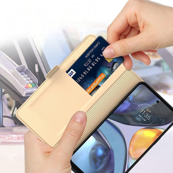 Glatt og tynt premium PU-skinnetui for Motorola Edge 50 - Gull