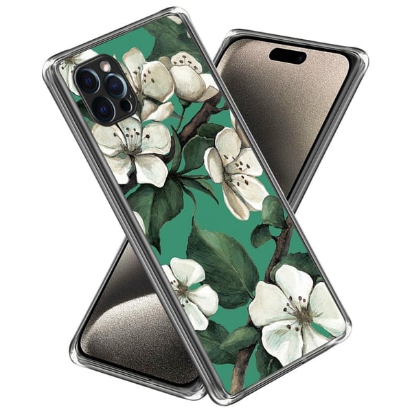 Deco iPhone 16 Pro Max deksel - Hvite Blomster Deco iPhone 16 Pro Max deksel - Hvite Blomster