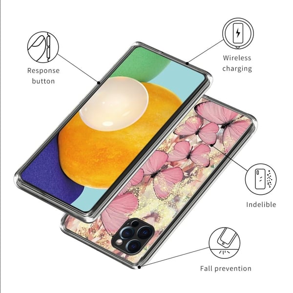 Deco iPhone 16 Pro Max kotelot - Vaaleanpunainen Perhosia