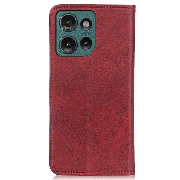Motorola Edge 50 Neo lompakkokotelo, aitoa nahkaa - Punainen