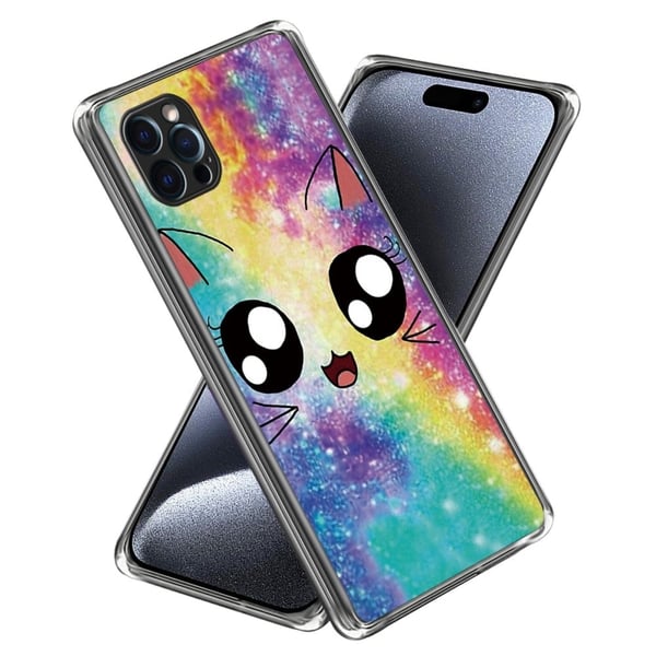 Deco iPhone 16 Pro deksel - Regnbuekatt