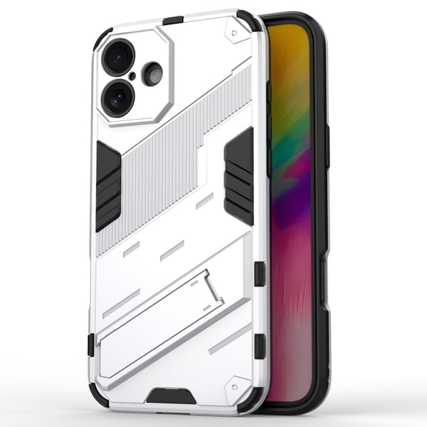 Støtsikkert hybriddeksel med et moderne preg for iPhone 16 Plus - Hvit