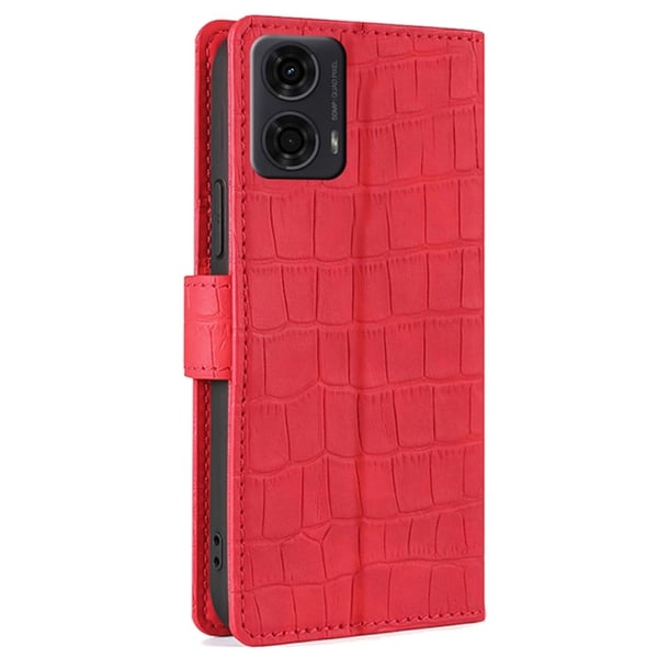 Skinn-etui med krokodillemønster til Motorola Moto E14 / Motorola Moto G04 / Motorola Moto G04s / Motorola Moto G24 - Rød
