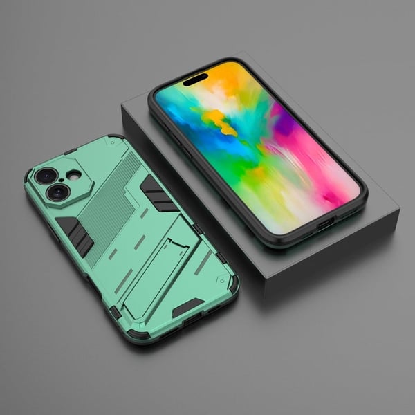 Støtsikkert hybriddeksel med et moderne preg for iPhone 16 Plus - Grønn