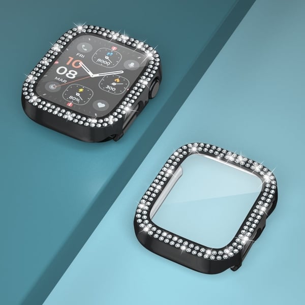 Apple Watch Ultra 49mm / Ultra 2 49mm Rhinestone Decor Electroplating Bump Resistant Watch Case med herdet glassfilm - Svart