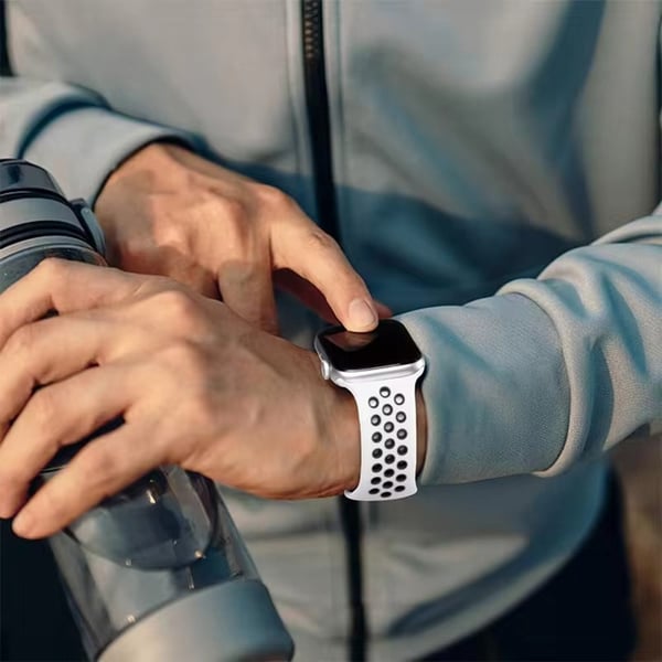 Apple Watch Series 49mm - 45mm - 44mm - 42mm4mm / 3 2 1 42 Silikonklokkearmbånd - Midnattsblå + Hvit