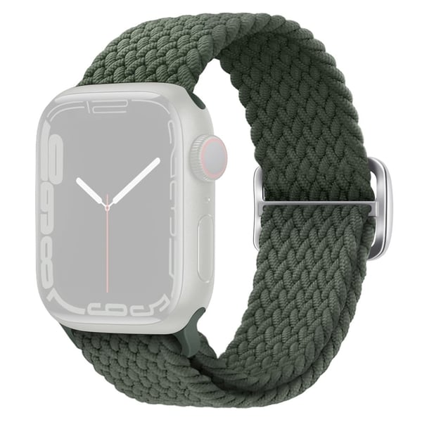 Apple Watch Series 8 (41 mm) fleksibel klokkerem i vevd stil - Mørk Olivengrønn