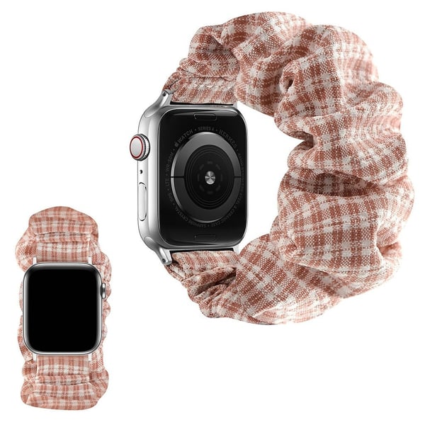 Apple Watch 42mm - 44mm elastisk klokkerem i hårbåndstil - Rosa Pledd / Størrelse: S