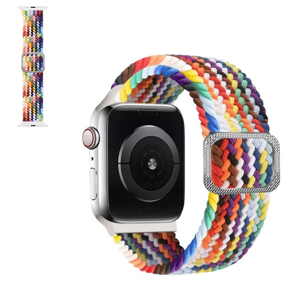 Apple Watch 42mm - 44mm nylonflettet klokkerem - Offisiell Regnbuefarge