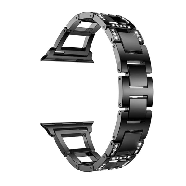 Apple Watch (41mm) klockarmband med strassdekor i trapetsform - Svart
