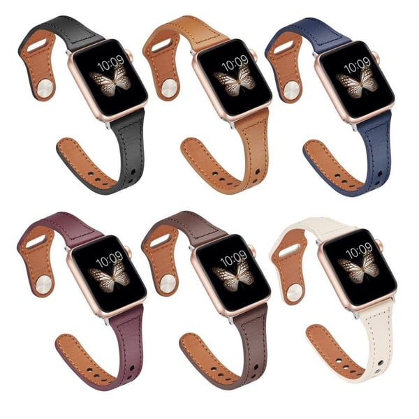 Urarmbånd i ekte skinn til Apple Watch Series 6 / 5 44mm - Blå