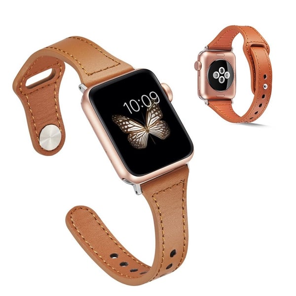 Urarmbånd i ekte skinn til Apple Watch Series 6 / 5 44mm - Lysebrun